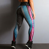 Honeycomb Letter Printed Women Fitness Leggings Skinny High Waist Elastic Push Up Legging Workout Pants Leggins - Dollarwoods