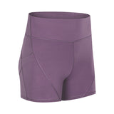 Anti-sweat Plain Sport Athletic Shorts Women High Waisted Soft Cotton Feel Fitness Yoga Shorts with Two Side Pocket - Dollarwoods