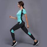 Sexy Yoga Set sports wear for women gym TShirt + Pants Breathable Gym Workout Clothes Compressed Yoga Leggings Sport Suit - Dollarwoods
