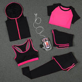 5 PCS Women Yoga Set for Running T-Shirt Tops Sports Bra Vest Fitness Pants Short sleeve Shorts Pant Gym Workout Sports Suit Set - Dollarwoods