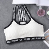 Sports Bra One Size High Elastic Stretch Sports Top Bra Cotton Letters Sports Wear For Women Gym Yoga Bra Running Tops Fitness - Dollarwoods