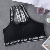 Sports Bra One Size High Elastic Stretch Sports Top Bra Cotton Letters Sports Wear For Women Gym Yoga Bra Running Tops Fitness - Dollarwoods