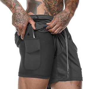 Men's 2 in 1 Running Shorts Mens Sports Shorts Quick Drying Training Exercise Jogging Gym Shorts with Built-in pocket Liner - Dollarwoods