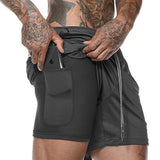 Men's 2 in 1 Running Shorts Mens Sports Shorts Quick Drying Training Exercise Jogging Gym Shorts with Built-in pocket Liner - Dollarwoods