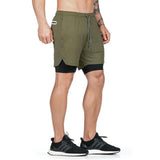 Men's 2 in 1 Joggers Shorts Security Pockets Leisure Sporting Shorts Built-in Pockets Hips Hiden Zipper Pockets Fitness Shorts - Dollarwoods