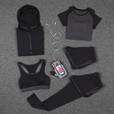 5 PCS Women Yoga Set for Running T-Shirt Tops Sports Bra Vest Fitness Pants Short sleeve Shorts Pant Gym Workout Sports Suit Set - Dollarwoods
