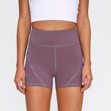 Anti-sweat Plain Sport Athletic Shorts Women High Waisted Soft Cotton Feel Fitness Yoga Shorts with Two Side Pocket - Dollarwoods