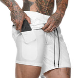 Men's 2 in 1 Running Shorts Mens Sports Shorts Quick Drying Training Exercise Jogging Gym Shorts with Built-in pocket Liner - Dollarwoods