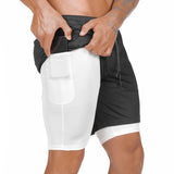 Men's 2 in 1 Joggers Shorts Security Pockets Leisure Sporting Shorts Built-in Pockets Hips Hiden Zipper Pockets Fitness Shorts - Dollarwoods