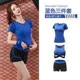 5 pieces sets coat+t shirt+bra+shorts+leggings women yoga clothing quick dry outdoor sports running fitness gym ropa deportiva - Dollarwoods