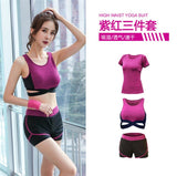 5 pieces sets coat+t shirt+bra+shorts+leggings women yoga clothing quick dry outdoor sports running fitness gym ropa deportiva - Dollarwoods
