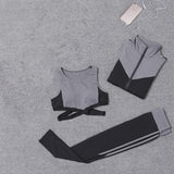 5 pieces sets coat+t shirt+bra+shorts+leggings women yoga clothing quick dry outdoor sports running fitness gym ropa deportiva - Dollarwoods