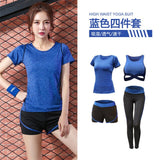 5 pieces sets coat+t shirt+bra+shorts+leggings women yoga clothing quick dry outdoor sports running fitness gym ropa deportiva - Dollarwoods
