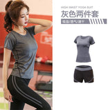 5 pieces sets coat+t shirt+bra+shorts+leggings women yoga clothing quick dry outdoor sports running fitness gym ropa deportiva - Dollarwoods