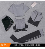 5 pieces sets coat+t shirt+bra+shorts+leggings women yoga clothing quick dry outdoor sports running fitness gym ropa deportiva - Dollarwoods