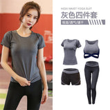 5 pieces sets coat+t shirt+bra+shorts+leggings women yoga clothing quick dry outdoor sports running fitness gym ropa deportiva - Dollarwoods