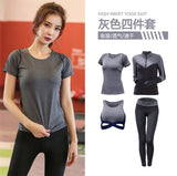 5 pieces sets coat+t shirt+bra+shorts+leggings women yoga clothing quick dry outdoor sports running fitness gym ropa deportiva - Dollarwoods