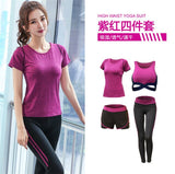 5 pieces sets coat+t shirt+bra+shorts+leggings women yoga clothing quick dry outdoor sports running fitness gym ropa deportiva - Dollarwoods