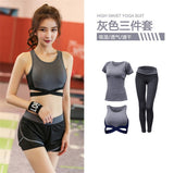 5 pieces sets coat+t shirt+bra+shorts+leggings women yoga clothing quick dry outdoor sports running fitness gym ropa deportiva - Dollarwoods