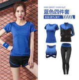 5 pieces sets coat+t shirt+bra+shorts+leggings women yoga clothing quick dry outdoor sports running fitness gym ropa deportiva - Dollarwoods