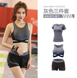 5 pieces sets coat+t shirt+bra+shorts+leggings women yoga clothing quick dry outdoor sports running fitness gym ropa deportiva - Dollarwoods