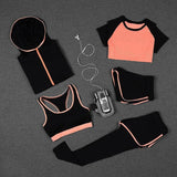 5 PCS Women Yoga Set for Running T-Shirt Tops Sports Bra Vest Fitness Pants Short sleeve Shorts Pant Gym Workout Sports Suit Set - Dollarwoods