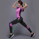 Sexy Yoga Set sports wear for women gym TShirt + Pants Breathable Gym Workout Clothes Compressed Yoga Leggings Sport Suit - Dollarwoods