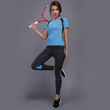 Sexy Yoga Set sports wear for women gym TShirt + Pants Breathable Gym Workout Clothes Compressed Yoga Leggings Sport Suit - Dollarwoods