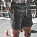 Men's 2 in 1 Running Shorts Mens Sports Shorts Quick Drying Training Exercise Jogging Gym Shorts with Built-in pocket Liner - Dollarwoods