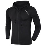 Large Size Men Run Jackets Fitness Sports Coat Soccer Football Training Gym corset hooded Breathable Quick Dry Reflective zipper - Dollarwoods