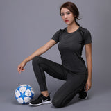 Sexy Yoga Set sports wear for women gym TShirt + Pants Breathable Gym Workout Clothes Compressed Yoga Leggings Sport Suit - Dollarwoods