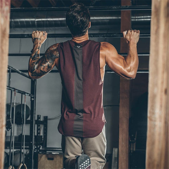 Summer Newest Brand Mens Curved Hem Patchwork Gyms Stringers Vest Bodybuilding Clothing Fitness Man Tanks Tops - Dollarwoods