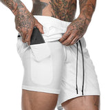 Men's 2 in 1 Running Shorts Mens Sports Shorts Quick Drying Training Exercise Jogging Gym Shorts with Built-in pocket Liner - Dollarwoods