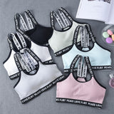 Sports Bra One Size High Elastic Stretch Sports Top Bra Cotton Letters Sports Wear For Women Gym Yoga Bra Running Tops Fitness - Dollarwoods