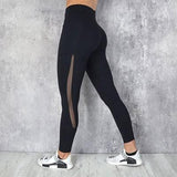 Pocket Solid Sport Yoga Pants High Waist Mesh Sport Leggings Fitness Women Yoga Leggings Training Running Pants Sportswear Women - Dollarwoods