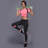Sexy Yoga Set sports wear for women gym TShirt + Pants Breathable Gym Workout Clothes Compressed Yoga Leggings Sport Suit - Dollarwoods