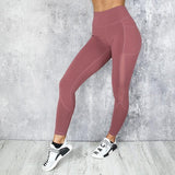 Pocket Solid Sport Yoga Pants High Waist Mesh Sport Leggings Fitness Women Yoga Leggings Training Running Pants Sportswear Women - Dollarwoods