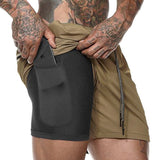 Men's 2 in 1 Running Shorts Mens Sports Shorts Quick Drying Training Exercise Jogging Gym Shorts with Built-in pocket Liner - Dollarwoods