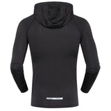 Large Size Men Run Jackets Fitness Sports Coat Soccer Football Training Gym corset hooded Breathable Quick Dry Reflective zipper - Dollarwoods
