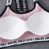 Sports Bra One Size High Elastic Stretch Sports Top Bra Cotton Letters Sports Wear For Women Gym Yoga Bra Running Tops Fitness - Dollarwoods