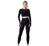 Women Vital Seamless Yoga Set Gym Clothing Fitness Leggings+Cropped Shirts Sport Suit - Dollarwoods