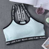 Sports Bra One Size High Elastic Stretch Sports Top Bra Cotton Letters Sports Wear For Women Gym Yoga Bra Running Tops Fitness - Dollarwoods