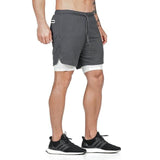 Men's 2 in 1 Joggers Shorts Security Pockets Leisure Sporting Shorts Built-in Pockets Hips Hiden Zipper Pockets Fitness Shorts - Dollarwoods