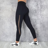 Pocket Solid Sport Yoga Pants High Waist Mesh Sport Leggings Fitness Women Yoga Leggings Training Running Pants Sportswear Women - Dollarwoods
