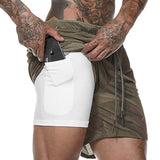 Men's 2 in 1 Running Shorts Mens Sports Shorts Quick Drying Training Exercise Jogging Gym Shorts with Built-in pocket Liner - Dollarwoods