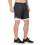 Men's 2 in 1 Joggers Shorts Security Pockets Leisure Sporting Shorts Built-in Pockets Hips Hiden Zipper Pockets Fitness Shorts - Dollarwoods