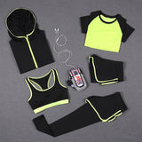 5 PCS Women Yoga Set for Running T-Shirt Tops Sports Bra Vest Fitness Pants Short sleeve Shorts Pant Gym Workout Sports Suit Set - Dollarwoods