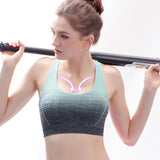 Sports Bra High Stretch Breathable Top Fitness Women Padded for Running Yoga Gym Seamless Crop Bra Gradient Sport Bra - Dollarwoods