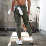 Mens Jogger Sweatpants Man Gyms Workout Fitness Cotton Trousers Male Casual Fashion Skinny Track Pants Zipper design Pants - Dollarwoods