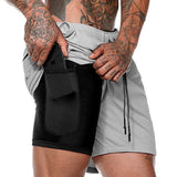 Men's 2 in 1 Running Shorts Mens Sports Shorts Quick Drying Training Exercise Jogging Gym Shorts with Built-in pocket Liner - Dollarwoods
